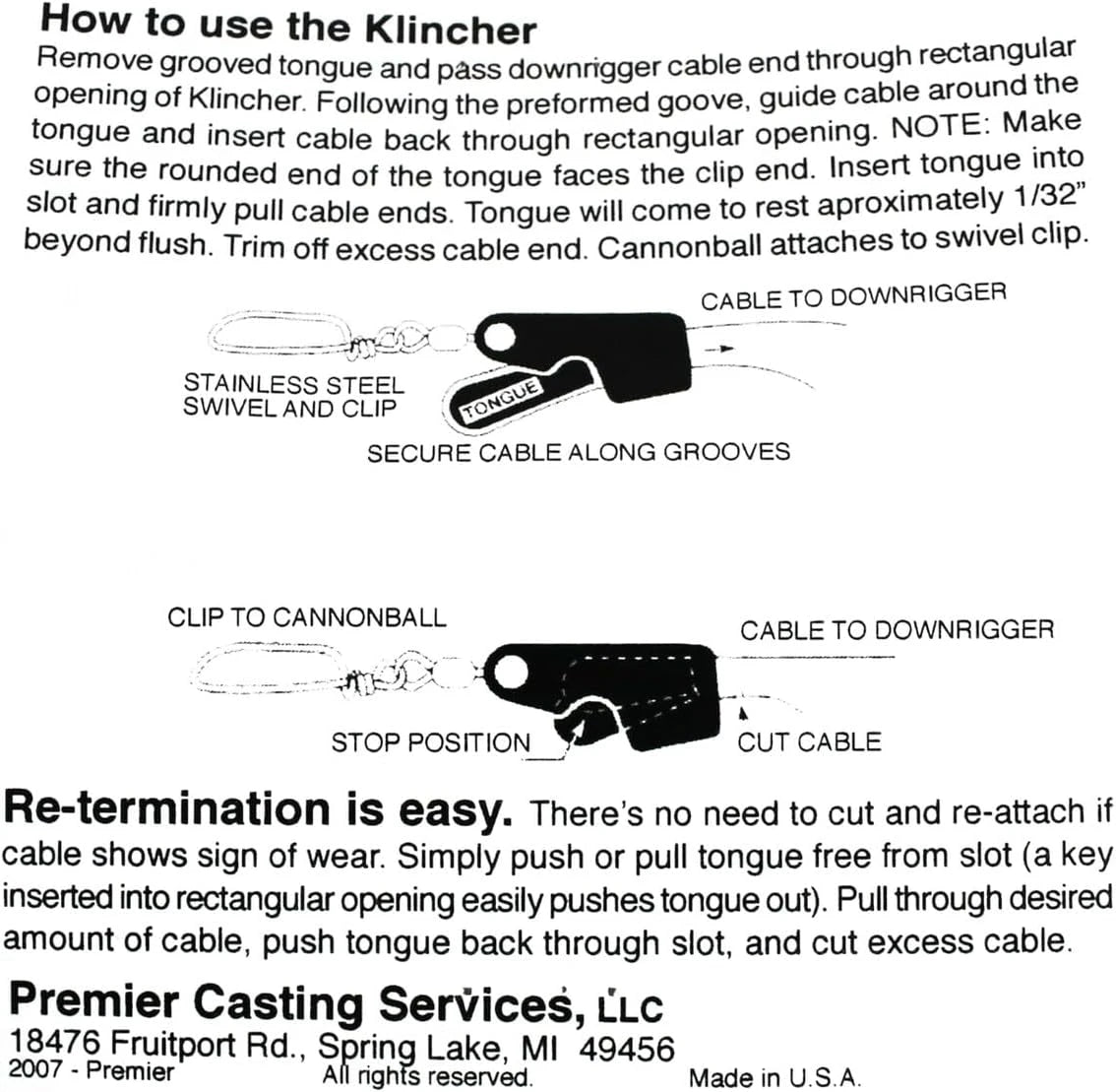 Klincher Downrigger termination